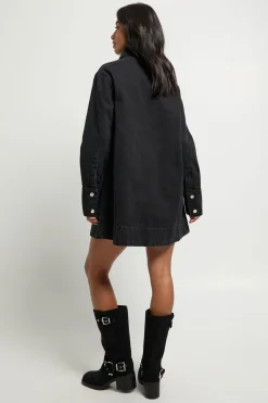 Petite Robe Denim à Manches Longues