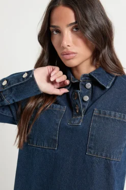 Petite Robe en Jean à Manches Longues