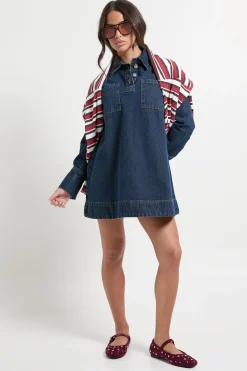 Petite Robe en Jean à Manches Longues