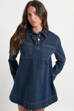 Petite Robe en Jean à Manches Longues