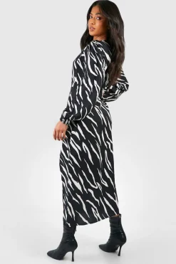 Petite - Robe longue à manches longues et imprimé animal
