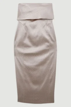 KarenMillen Petite robe maxi ajustée en satin structuré texturé italien avec bandeau<Femme Tailleurs|Satin Et Dentelle