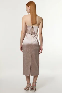 KarenMillen Petite robe maxi ajustée en satin structuré texturé italien avec bandeau<Femme Tailleurs|Satin Et Dentelle
