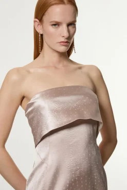 KarenMillen Petite robe maxi ajustée en satin structuré texturé italien avec bandeau<Femme Tailleurs|Satin Et Dentelle