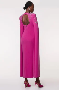 KarenMillen Petite robe maxi cape en tissage Cady ornée de cristaux<Femme Toutes Les Robes|Robes Longues
