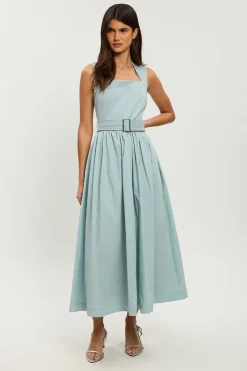 Petite robe maxi en mélange de coton jersey à encolure échancrée