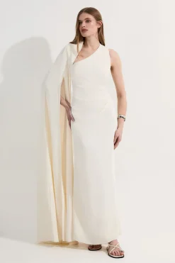 Petite Robe Maxi à Manches Cape, Coupe Douce