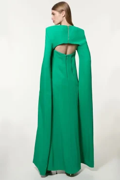 Petite Robe Maxi Premium en Crêpe Liaison avec Cape Détachable