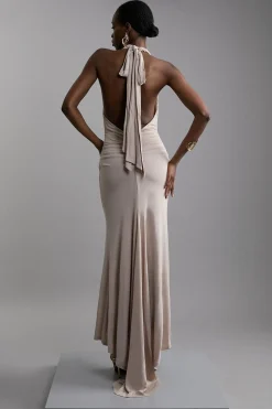 Petite robe maxi premium en viscose jersey crêpe à col cache-cœur