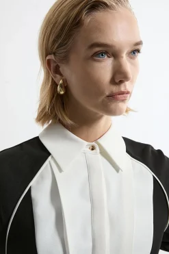 KarenMillen Petite robe maxi tissée en sergé à col contraste<Femme Toutes Les Robes|Robes Longues