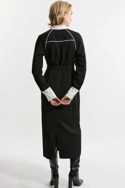KarenMillen Petite robe maxi tissée en sergé à col contraste<Femme Toutes Les Robes|Robes Longues