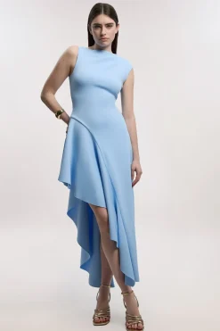 KarenMillen Petite robe maxi tissée en tissu scuba avec ourlet à volants dramatique<Femme Toutes Les Robes|Robes Longues
