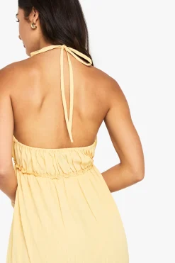 Petite Robe Maxi à Tissu Froissé Texturé, Bretelles et à Plusieurs Niveaux