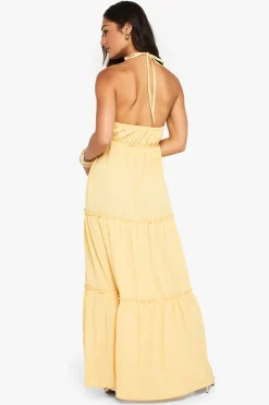 Petite Robe Maxi à Tissu Froissé Texturé, Bretelles et à Plusieurs Niveaux