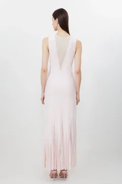 Petite Robe Maxi Tricot en Mélange de Viscose à Jupe Transparente
