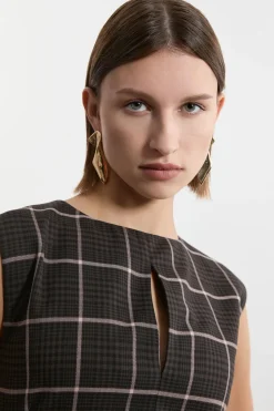 Petite Robe Midaxi à Carreaux et Volants, Coupée sur Mesure