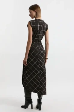 Petite Robe Midaxi à Carreaux et Volants, Coupée sur Mesure