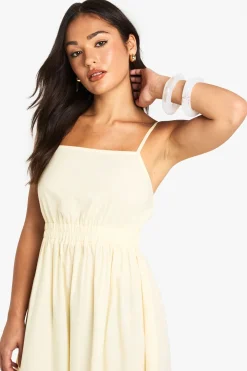 Petite robe midaxi en popeline à fines bretelles