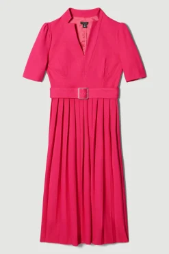 KarenMillen Petite robe midi sur mesure en crêpe structurée à plis intemporels<Femme Tailleurs|Robes Mi-Longues