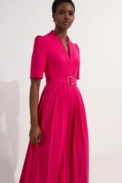 KarenMillen Petite robe midi sur mesure en crêpe structurée à plis intemporels<Femme Tailleurs|Robes Mi-Longues