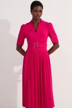 KarenMillen Petite robe midi sur mesure en crêpe structurée à plis intemporels<Femme Tailleurs|Robes Mi-Longues