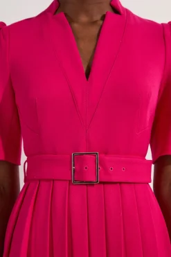 KarenMillen Petite robe midi sur mesure en crêpe structurée à plis intemporels<Femme Tailleurs|Robes Mi-Longues