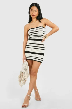 boohoo Petite Robe Mini Bandeau en Crochet à Rayures<Femme Pulls Et Gilets|Toutes Les Mailles