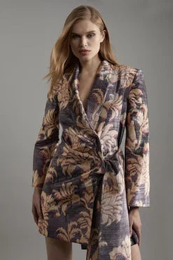 KarenMillen Petite robe mini blazer cintrée métallique et e<Femme Tailleurs|Robes À Manches Longues