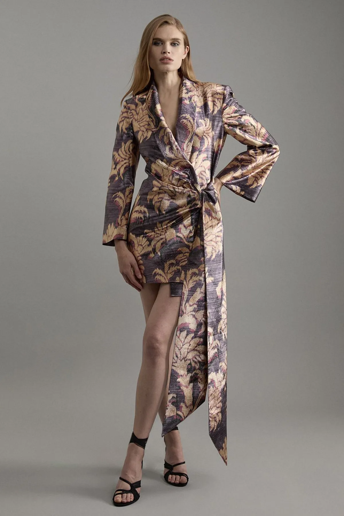 KarenMillen Petite robe mini blazer cintrée métallique et e<Femme Tailleurs|Robes À Manches Longues