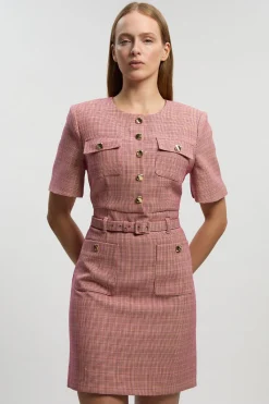KarenMillen Petite Robe Mini Cintrée À Carreaux Avec Ceinture<Femme Tailleurs|Robes
