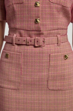 KarenMillen Petite Robe Mini Cintrée À Carreaux Avec Ceinture<Femme Tailleurs|Robes