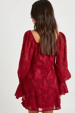 Petite robe mini en burnout floral à ourlets godets