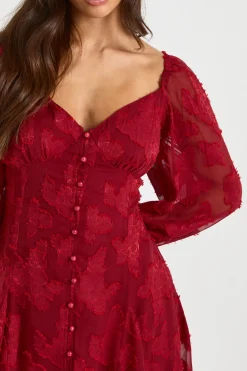 Petite robe mini en burnout floral à ourlets godets