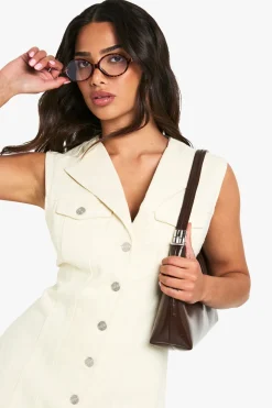 Petite Robe Mini en Jeans Sans Manches Ajustée
