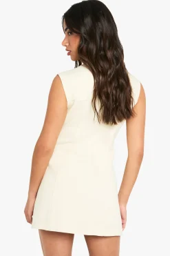 Petite Robe Mini en Jeans Sans Manches Ajustée
