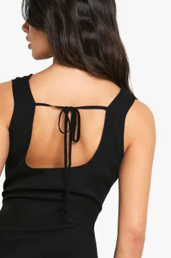 boohoo Petite robe mini slip en chiffon à encolure drapée<Femme Robes|Robes Noires