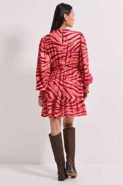 Petite Robe Mini Smockée à Volants Étagée Imprimée