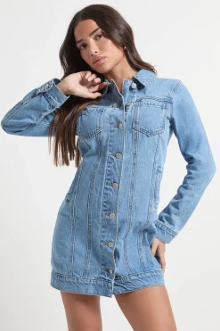 Petite robe mini Western en denim
