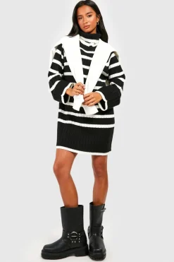 Petite - Robe pull à col roulé et manches larges