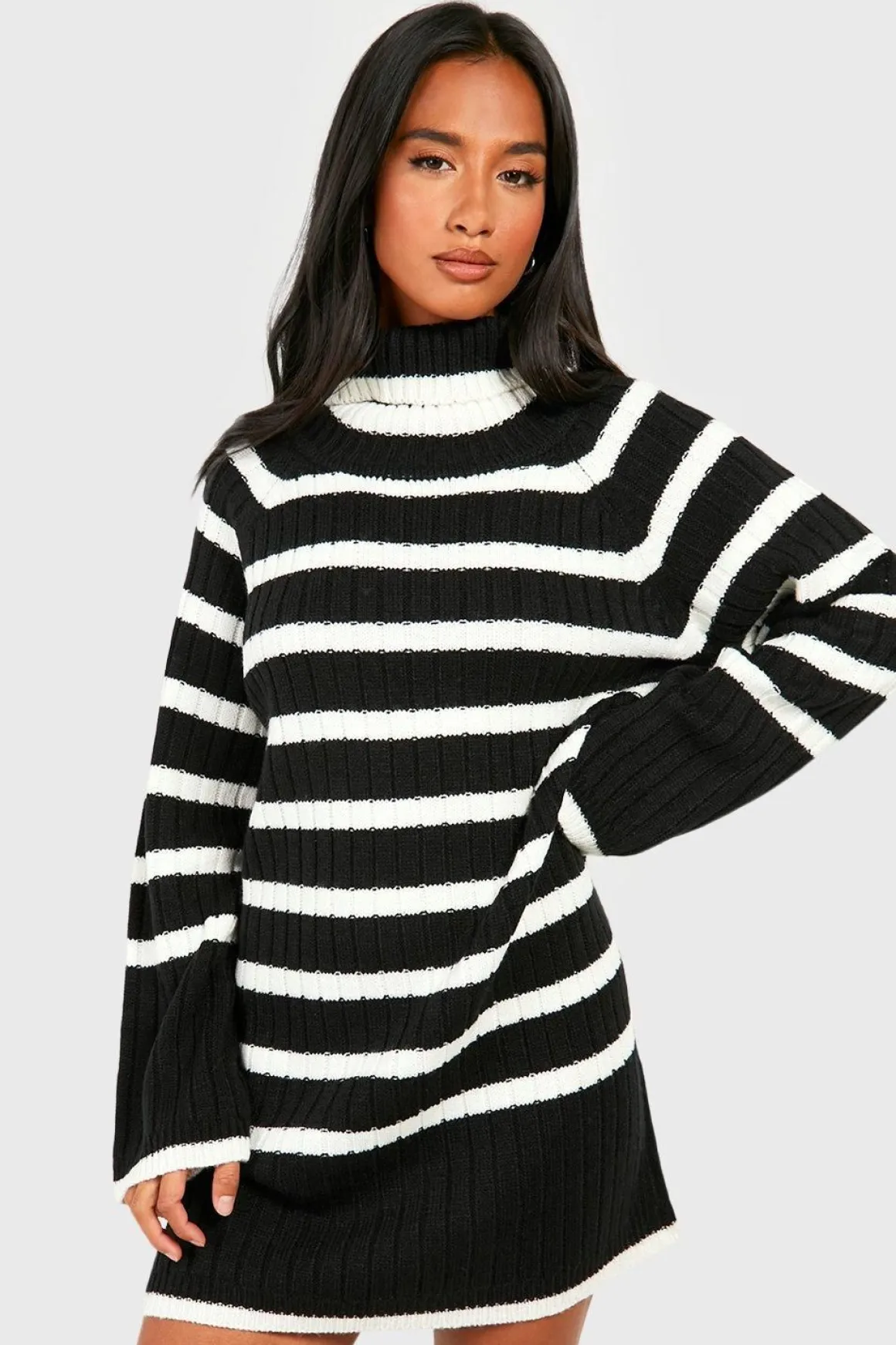 Petite - Robe pull à col roulé et manches larges