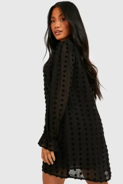 Petite Robe Shift Petite en Dobby Texturée à Encolure Haute