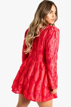 Petite Robe Skater Jacquard Floral Détail Corset