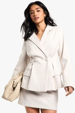 Petite Stripe Blazer effet laine à taille cintrée pour petites