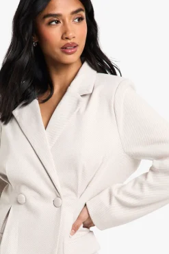 Petite Stripe Blazer effet laine à taille cintrée pour petites