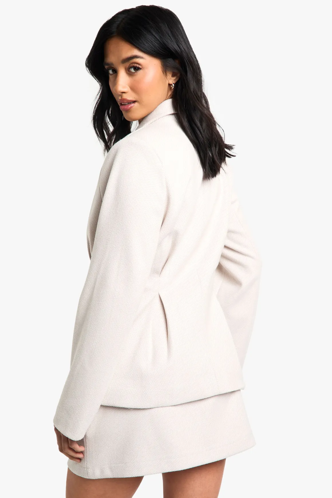 Petite Stripe Blazer effet laine à taille cintrée pour petites