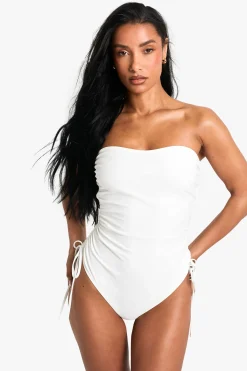 boohoo Petite Swimwear Essentials Maillot de Bain à Fronces<Femme Maillots De Bain|Tenues De Plage