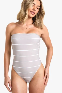 boohoo Petite Swimwear Essentials Maillot de bain bandeau à rayures<Femme Maillots De Bain|Tenues De Plage