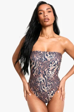 Petite Swimwear Essentials Maillot Bandeau Léopard