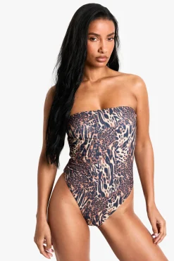 Petite Swimwear Essentials Maillot Bandeau Léopard