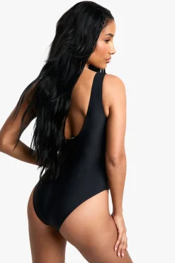 boohoo Petite Swimwear Essentials Maillot de bain ruché<Femme Maillots De Bain|Tenues De Plage